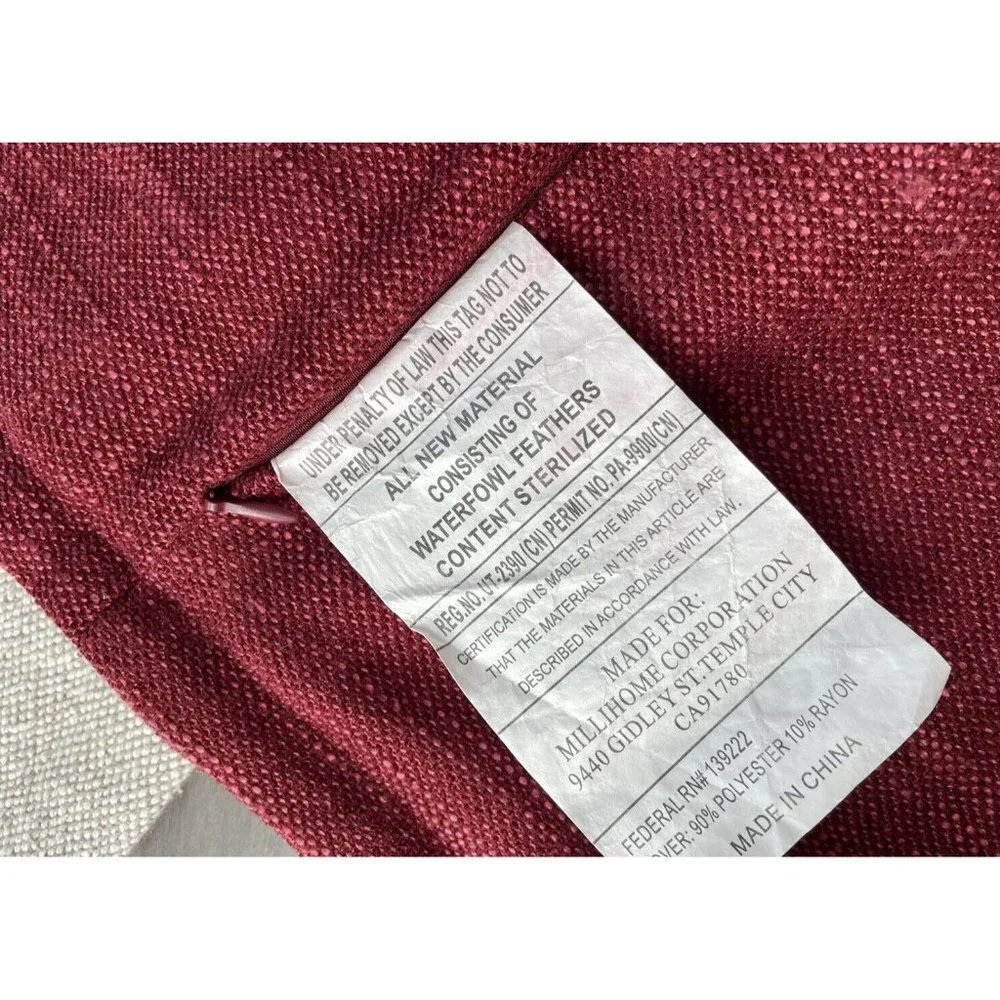 Set Of Three Throw Pillow Case Maroon Beige Tommy Hilfiger Square